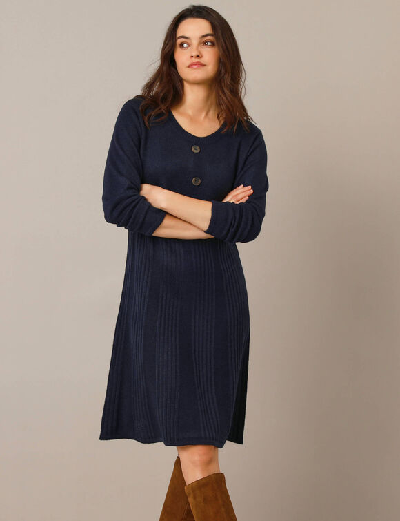 Robe pull boutonnée (marine) Robe pull boutonnée (marine)